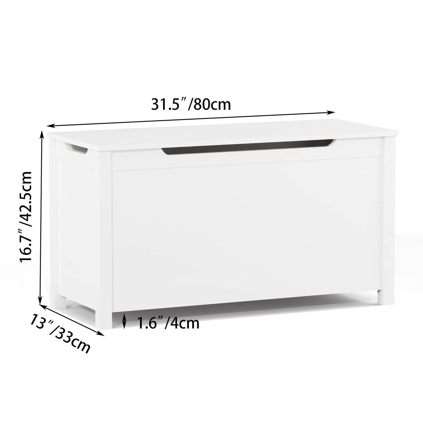 AOPNOMU Toy Box Storage Chest for Children, Kids Wooden Storage Organizer with Safety Hinged Lid Entryway Storage Bench Supports 210 lb Large Toys Storage Bin for Ages 3+, White