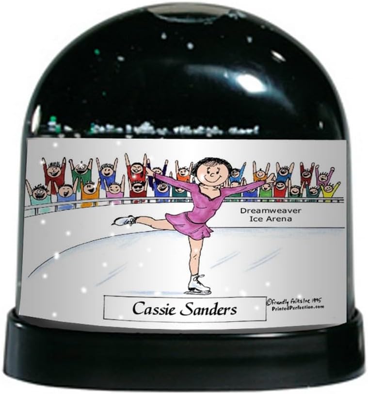 PrintedPerfection.com Personalized Ice Skater Female Snow Globe Gift
