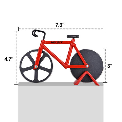 Ninonly Bicycle Pizza Cutter Wheel,Non-stick Bike Pizza Slicer,Stainless Steel Cutting Wheels With a Stand for Pizza Lovers, Housewarming Gifts Cool Kitchen Gadget Cool Men's Gift