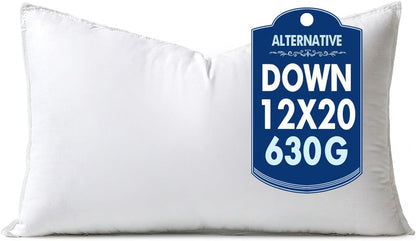 MIULEE Down Alternative Pillow Insert - Ultra Soft Fluffy Decorative Throw Pillow | 12x20 Inch for Sofa & Bed