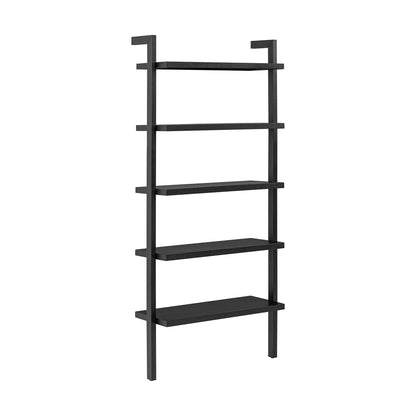 Nathan James Beacon Bohemian 5 Tier Bookshelf, Wall Mounted Bookcase, Solid Wood Bookshelf in Black Oak