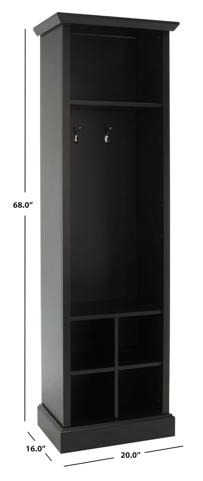 SAFAVIEH Home Collection Surrey Farmhouse Black 6-Shelf 2-Hook Bottom Storage Hall Tree (Fully Assembled)