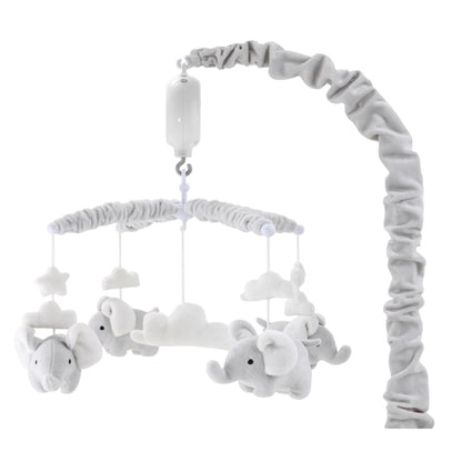 The Peanutshell Crib Mobile for Girls or Boys - Soft Grey Musical Baby Crib Mobile with 12 Lullabies, Cute Elephant Baby Grey Elephant Nursery Decor