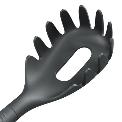 Zyliss E980231 Spaghetti Spoon, Sustainable Wheatstraw/Nylon, Scoop and Drain Spaghetti and Pasta, Non Stick, Heat Resistant Silicone Head, Beluga Grey, 12.2" X 2.5", Dishwasher Safe