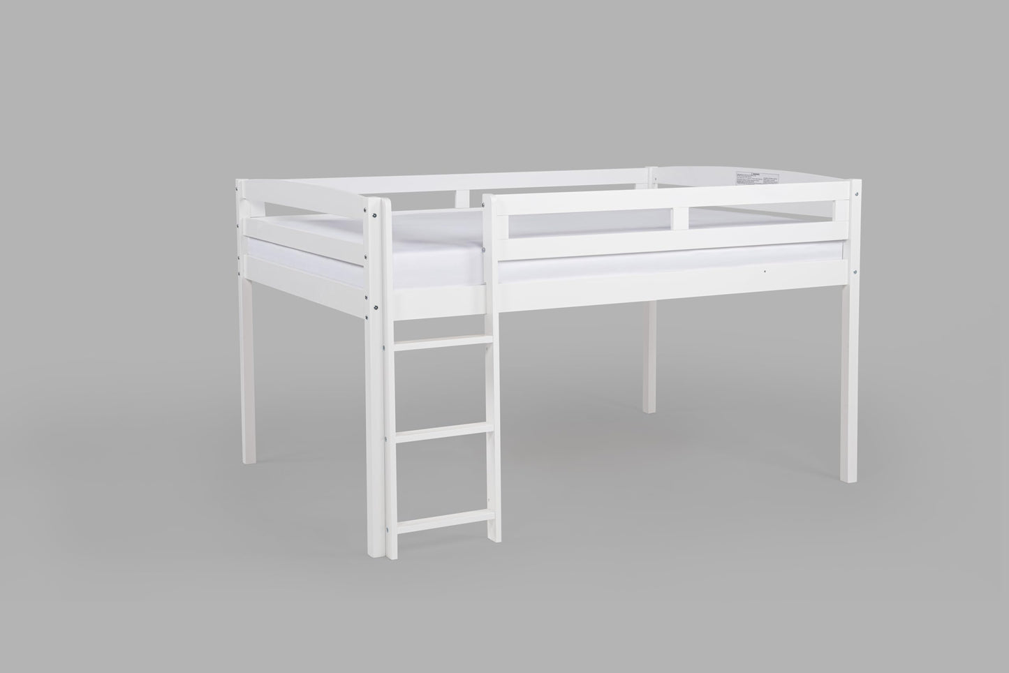 Tribeca Wood Low Loft Bed Frame / 14 Wood Slats Support/No Box Spring Necessary/Easy Assembly/Twin - White