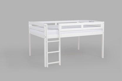 Tribeca Wood Low Loft Bed Frame / 14 Wood Slats Support/No Box Spring Necessary/Easy Assembly/Twin - White