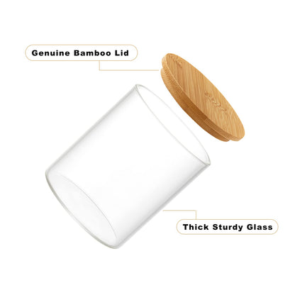 INIUNIK 4 Pack Glass Qtip Holder Dispenser Glass Apothecary Jars with Lids Cotton Ball Swab Pad Holder Bathroom Essential Canisters Accessories Jars for Bathroom Organization Vanity Organizers