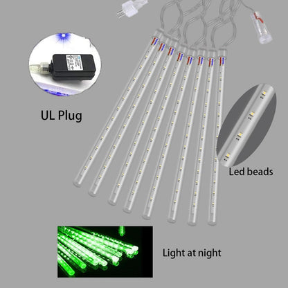 Weepong Meteor Shower Christmas Lights - 192 LED Outdoor Halloween Decorations | 8 Tube Icicle String Lights