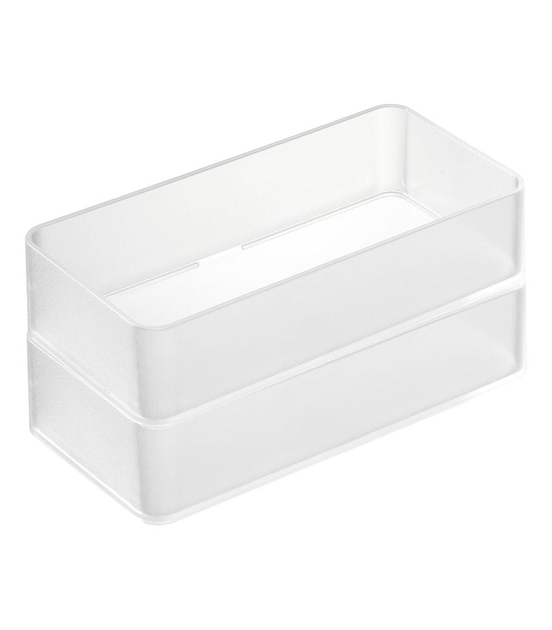 YAMAZAKI Home Tower Set Of 2 Clear Bottom Storage Cases - Stackable Transparent Organization Bins, Medium - Medium - Ps Resin