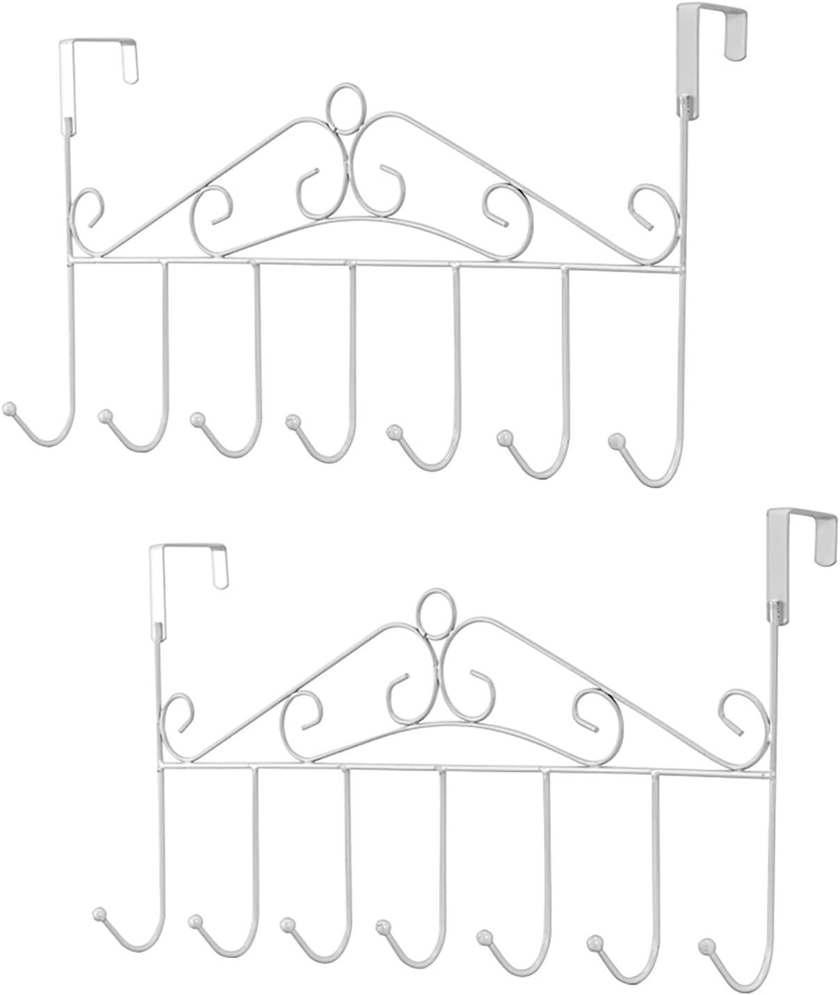 eywlwaar Metal Over The Door Hooks - 7 Hanger Rack for Home Use, Ideal for Hats, Coats, Bags, and Scarfs