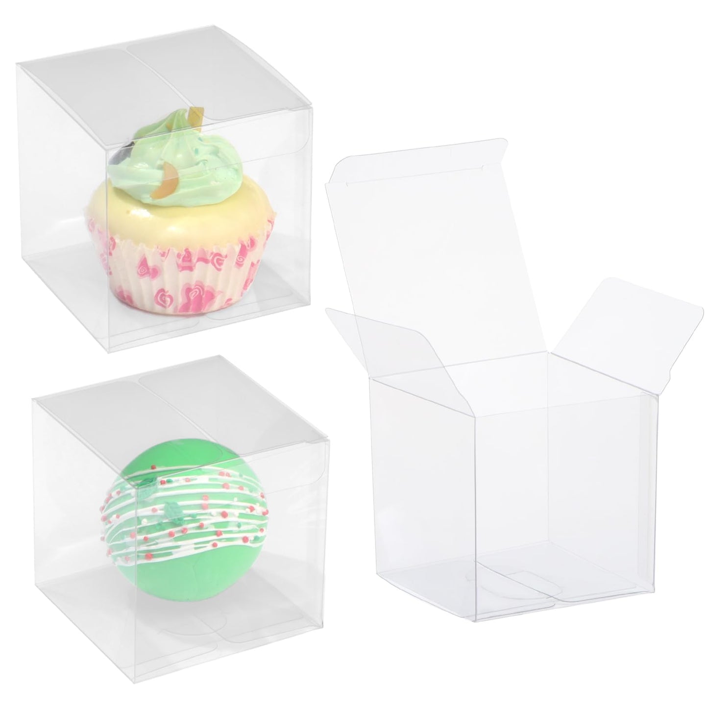 TEMLQPACK 50 Pack 3x3x3 Inch Clear Hot Chocolate Bomb Boxes - Christmas & Birthday Gift Boxes