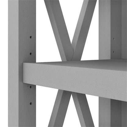 Bush Home Key West 5 Shelf Bookcase - Set of 2 | Tall Bookshelves in Cape Cod Gray | Sturdy Display Shelves for Library, Living Room, and Home Office