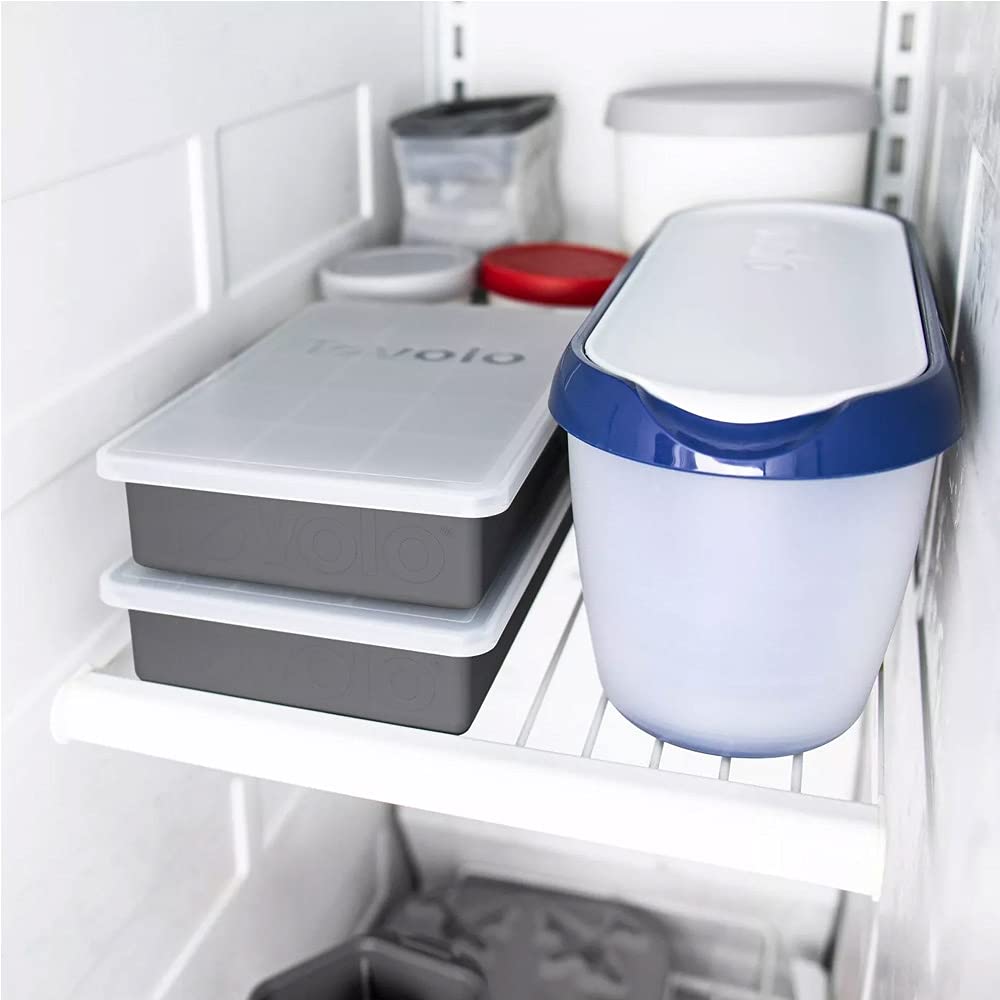 Tovolo Silicone Ice Cube Tray with Lid for Freezer Charcoal Gray, Dishwasher Safe BPA Free Silicone Ice Cube Mold Tray with Cover, Easy Release 1 Inch Ice Cube for Coffee Cocktails Bourbon Whiskey