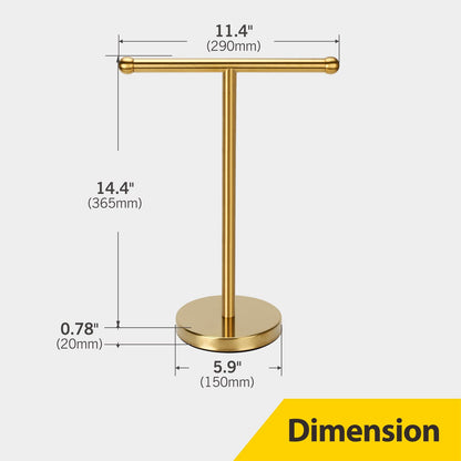 Hand Towel Holder Gold, Hand Towel Rack Stand with Heavy Weighted Base, Countertop Hand Towel Holder Stand for Bathroom，SUS304 Stainless Steel (Gold)