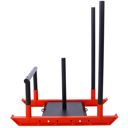 Geelife Weight Sled Fitness Sled - Steel Black+Red - Boost Your Speed and Strength - Outdoor Workouts -