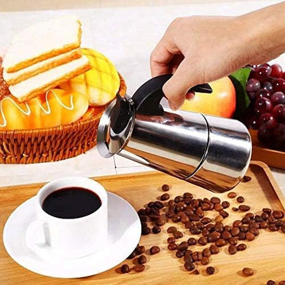 kkhouse Stainless Steel Coffee Pot - Mocha Espresso Latte Percolator Stove Coffee Maker, 100ml Cafetiere Tool