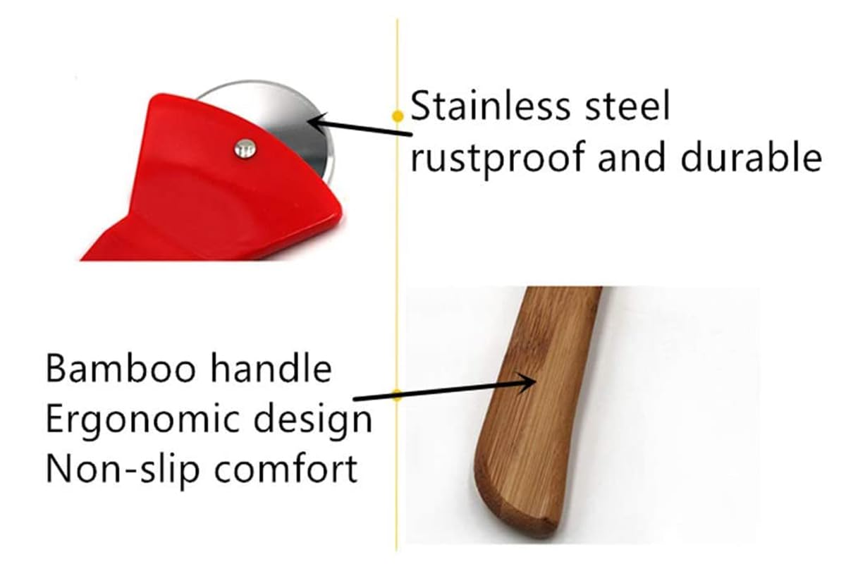 DURABOARD Funny & Cool Axe Pizza Cutter - Unique Men Dad Tool With Steel Сircular Saw, Plastic Cover for Wheel Blade Knife & Bamboo Handle - Cute Kitchen Gadgets Nonstick Stuff Slicer Accessories