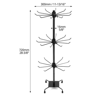 QWORK 3-Tier Rotating Metal Jewelry Display Stand – Adjustable Tabletop Holder for Necklaces, Earrings & Key Rings