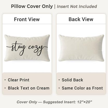 12x20 Inch Cozy PANDICORN Throw Pillow Cover Cream, Stay Decorative Lumbar Cushion Case for Couch Sofa Bed, Neutral