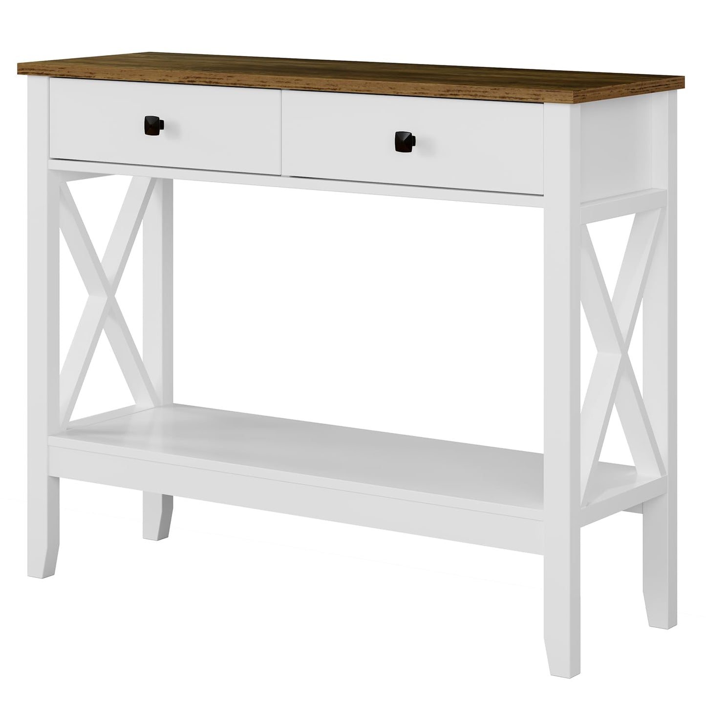 Lomojo Console Table,Sofa Table 13.8" D x 39.37" W x 31.5" HEntryway Table with 2 Drawers Storage Shelve Foyer Table for Entryway Farmhouse Hallway Tables (White)