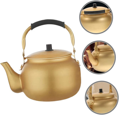 Vintage Aluminum Kettle - Metal Water Boiler Heating Kettle, Teapot, Small Teapot, Metal Boiler with Handle