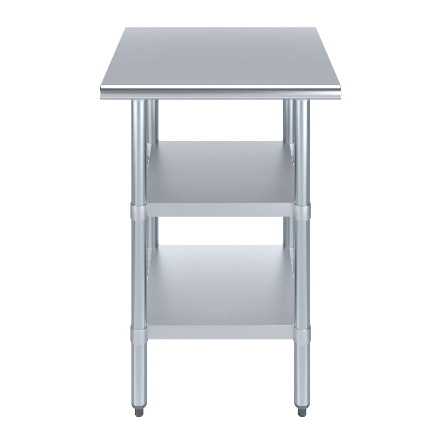 24" Long X 24" Deep Stainless Steel Work Table with 2 Shelves | Metal Food Prep Station | Commercial & Residential NSF Utility Table