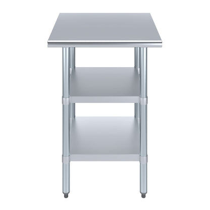 24" Long X 24" Deep Stainless Steel Work Table with 2 Shelves | Metal Food Prep Station | Commercial & Residential NSF Utility Table