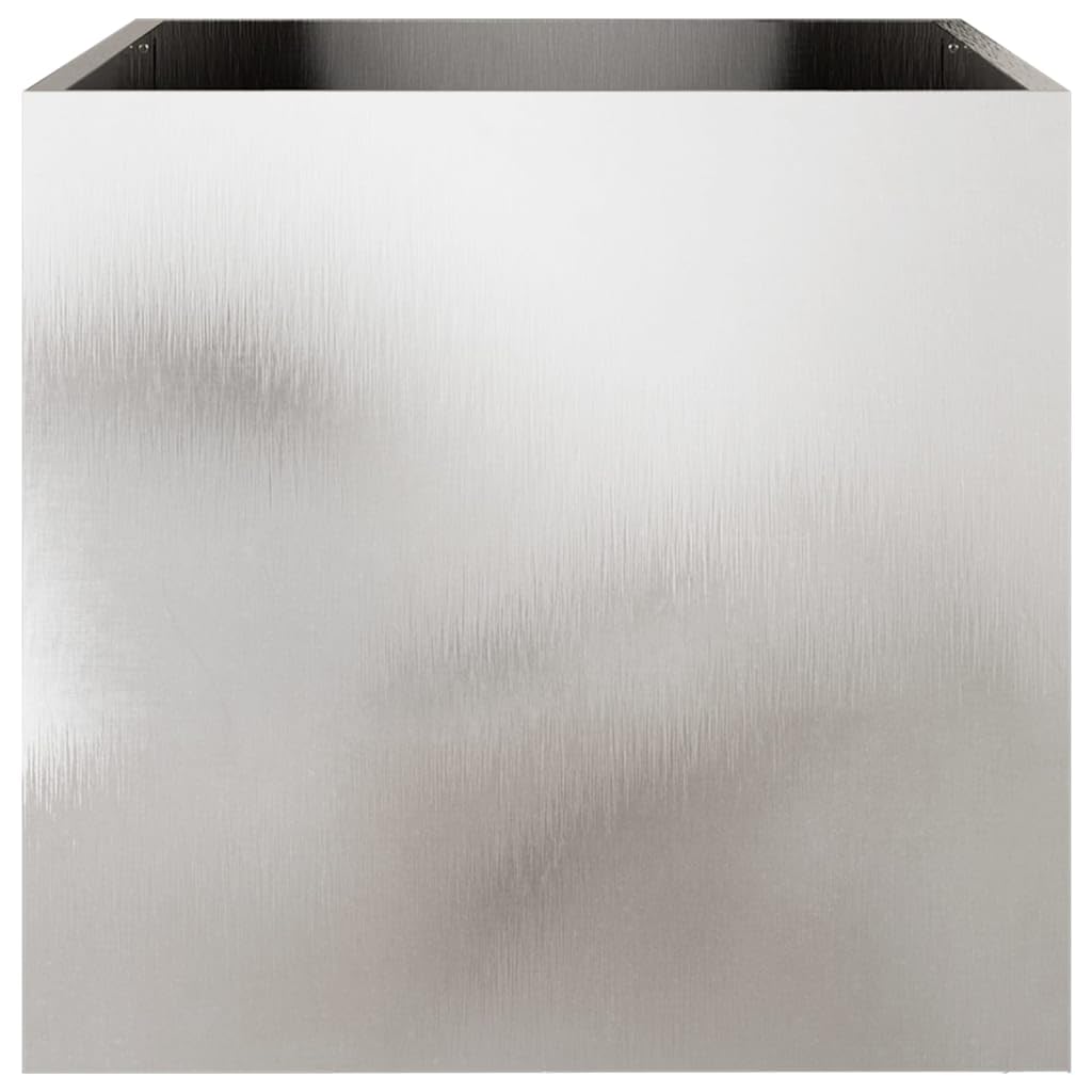 Tmriohed Stainless Steel Planter Boxes Set of 2 Large Silver Rectangular Modern Outdoor Indoor Garden Flower Pot 19.3"x18.5"x18.1" for Patio Balcony Living Room