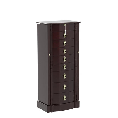 Hives and Honey Sheffield Traditional Standing Jewelry Armoire Cabinet, Antique Locking Storage Organizer with Mirror, 8 Drawers, Necklace Hooks, Anti-Tarnish Lining, Cherry
