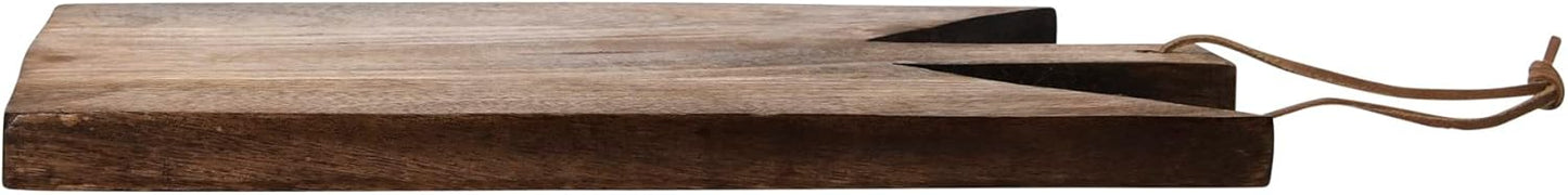 Main + Mesa Geometric Wood Cutting Board, Medium Natural with Leather Tie