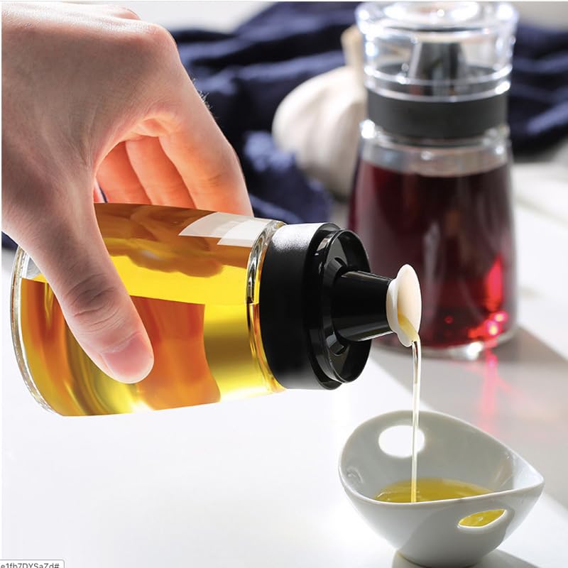 TINMIX Leak-proof Oil Dispenser Bottle for Outdoor Camping, 160 ml/5.4 oz Glass Olive Oil and Vinegar Cruet, Well Sealed for Picnic Kitchen, 1 Pack