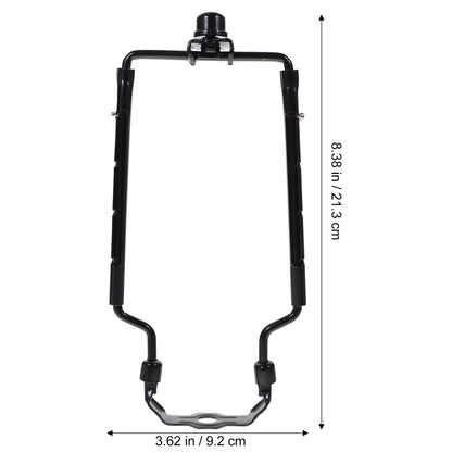 Homoyoyo Adjustable 8 Inch Lamp Shade Harp Kit for E14 E26 E27 Bases - Black Lampshade Holder Bracket Set Includes 1 Bracket 3 Light Socket Adapters Pad Rust Lampshade Adapter for Table Lamp Rectangle