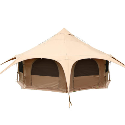 LVUYOYO Canvas Bell Tent, Glamping Yurt Waterproof Tent with Stove Jack and Storage Bag, Perfect for Family 4 Season Camping (16.4 * 9.18 FT)