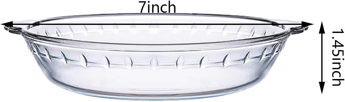 Round Glass Pie Pans, 1 Pack, 7in Clear Baking Dishes with Handles for Apple Pie, Pumpkin Pie, Salads
