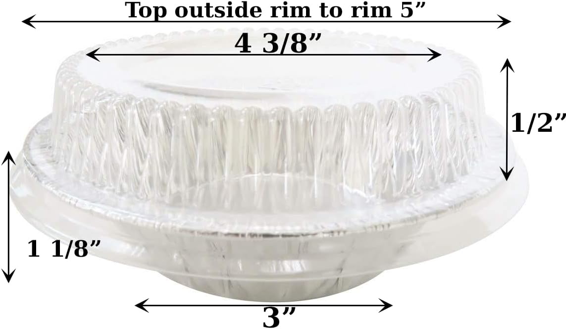 Disposable Aluminum Foil Tart Pan with Lid, 5" Individual Pie Pans, Mini Pie Pans, Pot Pie Tins, Baking Pan, Perfect