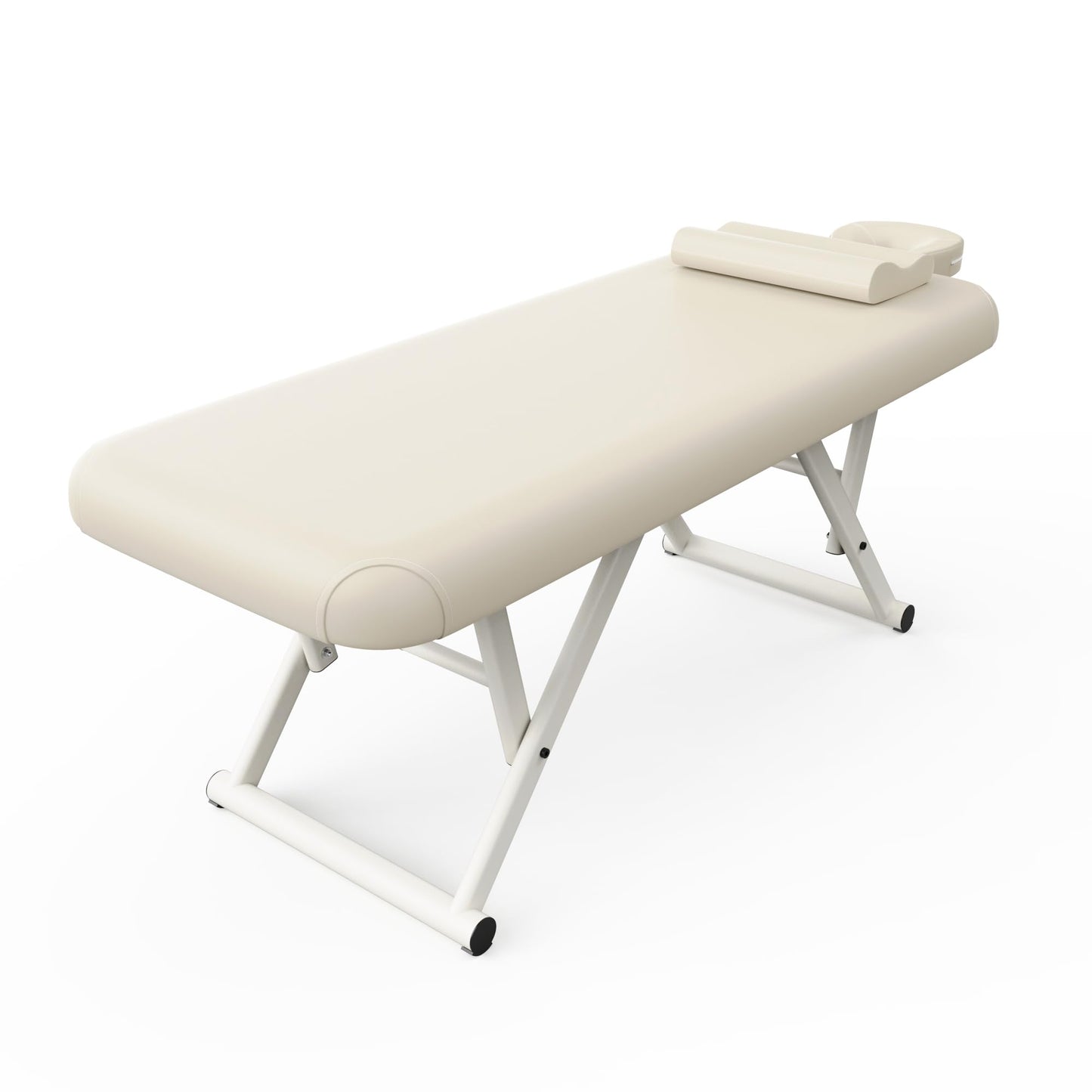 pouseayar Adjustable Massage Table with Face Pillow & Headrest, Sturdy and Solid, Silent and Easy to Adjust for Treatment Table Physical Therapy Table Spa Facial Bed - Fixed Backrest, Beige Gray