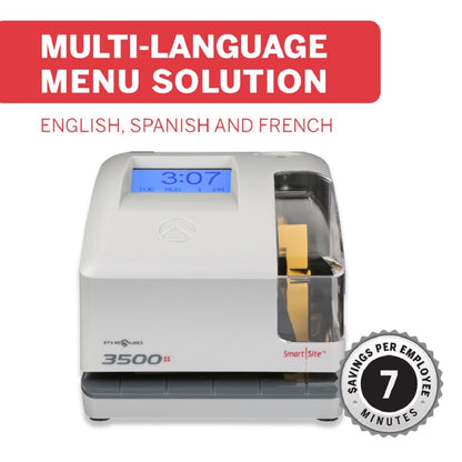 Pyramid Time Systems - 3500SS Employee Automatic Time Clock Bundle for Payroll Tracking and Attendance Management, Punch Clock with SmartSite Alignment, 25 Time Cards, 1 Ribbon and 2 Security Keys
