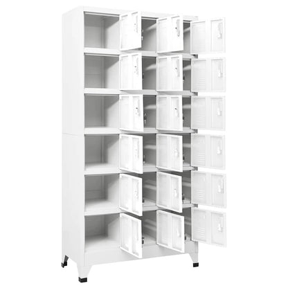 18-Compartment Metal Locker Cabinet with Lockable Doors, 35.4x15.7x70.9 Inches, for Gym and Changing Room Storage, Name Card Holders and Ventilation Holes