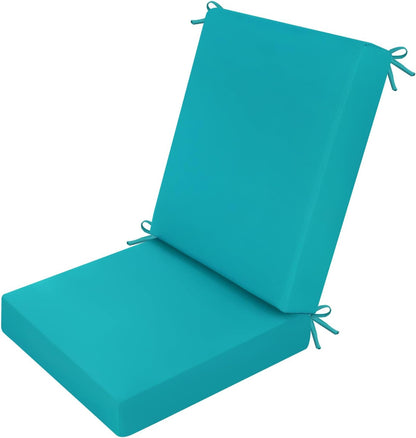 idee-home Outdoor Patio Dining Chair Cushion, High Back Density Foam Chair Cushions Seat with Removable Cover