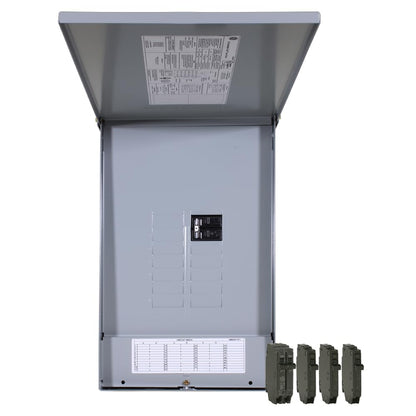 ABB TM1212RCUBK1 125A Main Breaker Outdoor Load Center • PowerMark Gold • 120/240V AC, 12-Space, 24-Circuit, 22 kAIC • Copper Bus • Includes 3X 20A SP & 1x 30A DP Breakers • NEMA 3R Surface Mount