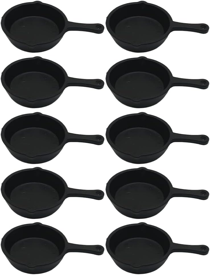 ARTIBETTER 10pcs Mini Cast Iron Skillet Set, Small Frying Pan for Dollhouse Kitchen Accessories