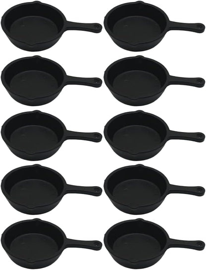 ARTIBETTER 10pcs Mini Cast Iron Skillet Set, Small Frying Pan for Dollhouse Kitchen Accessories