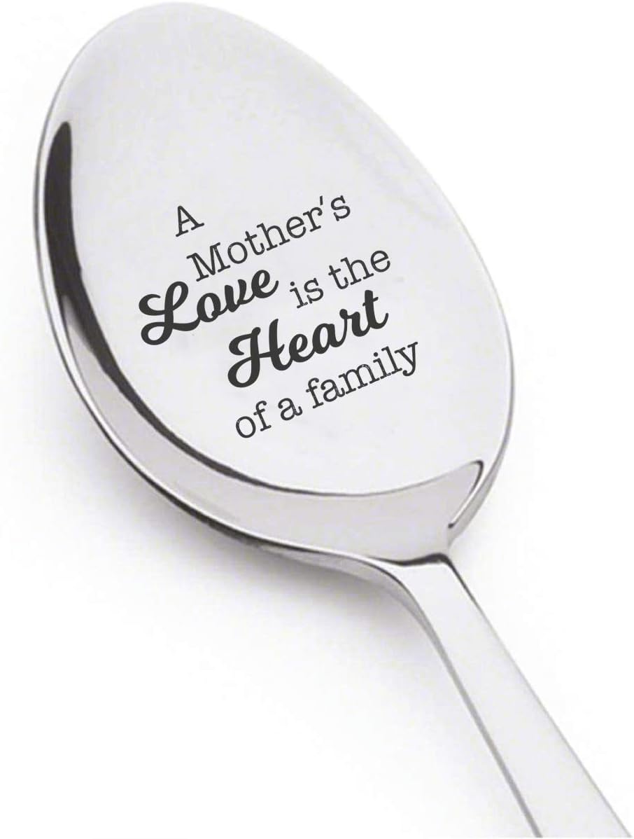 A Mother's Love Is The Heart Of A Family - Engraved Coffee Spoon Gift for Mom, Unique Birthday Gift
