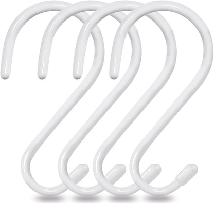 4 Pack Large S Hooks for Hanging Heavy Duty, 6 inch Non Slip Vinyl Coated Metal Closet S Hooks for Kitchen Utensils,