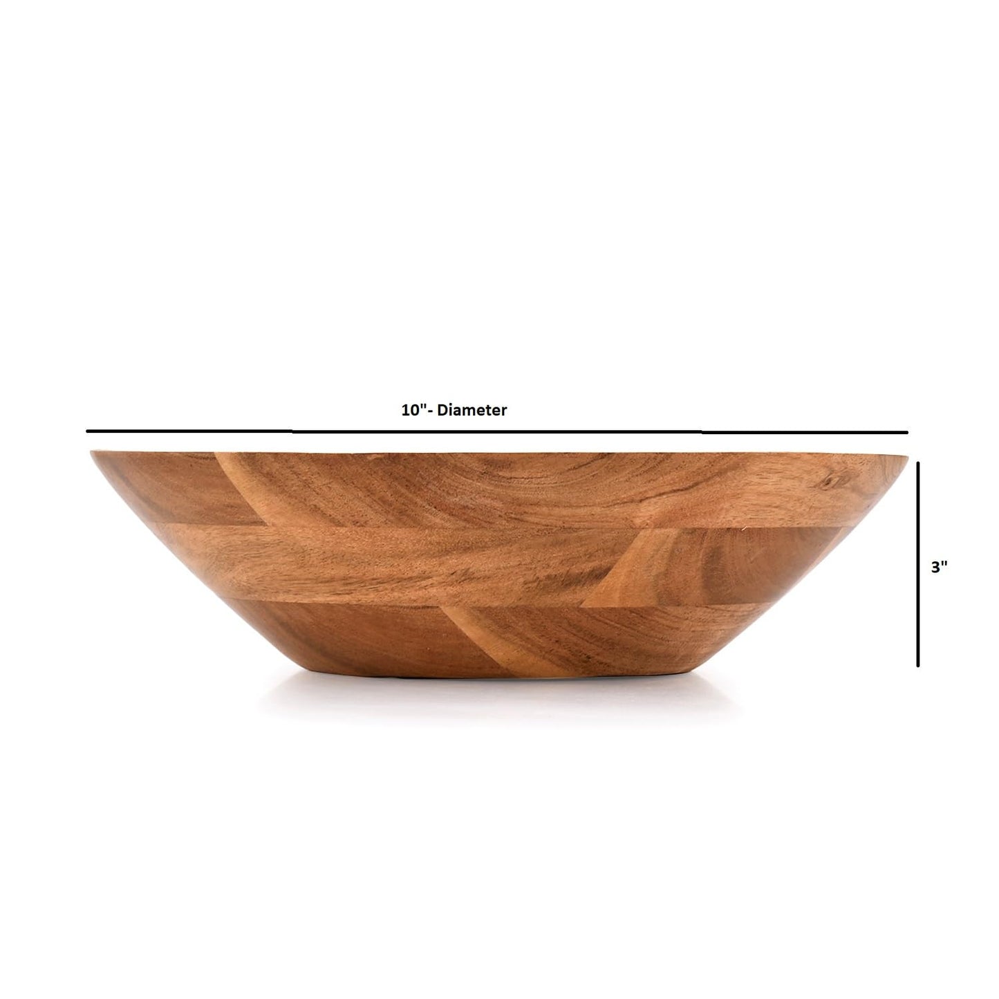 Samhita Acacia Wood Serving Bowl, Fruit Bowl, Friendly and Perfect for Salad, Vegetables and Fruit,Single Salad Bowl (10" x 10" x 3")