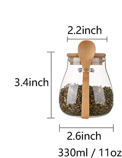 Glass Food Storage Jar, Sugar Bowl Tea Jar with Airtight Lid and Spoon