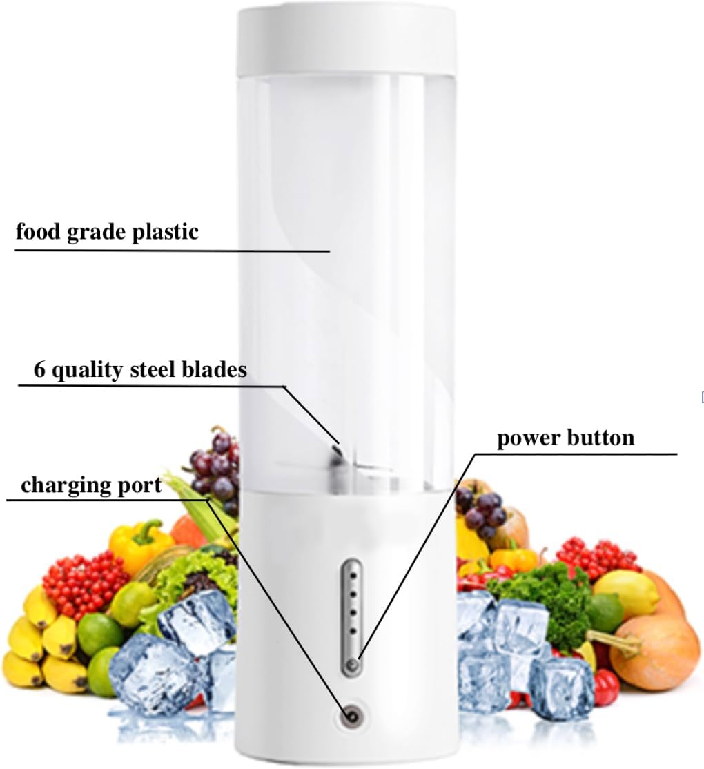 Portable Blender for Shakes, Smoothies, and Ice, 16 Oz Fresh Juicer, 6 Blade BPA Free Personal Blender Bottle,