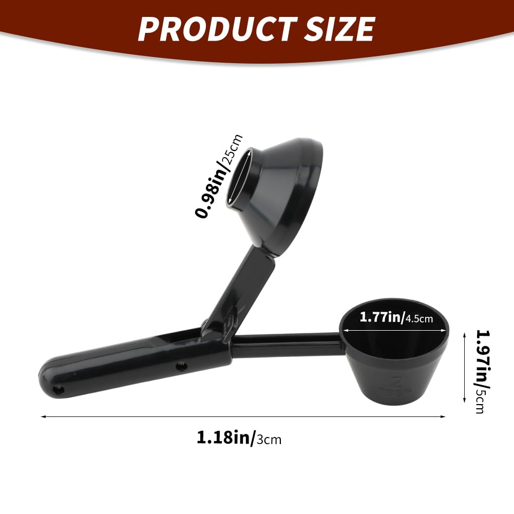2PCS Coffee Scoop & Funnel for Reusable K Cup Refillable Coffee Pods Coffees Measuring Spoon Scoop with Funnel for Ground Coffees, Protein Powder, Tea (2pcs/black)