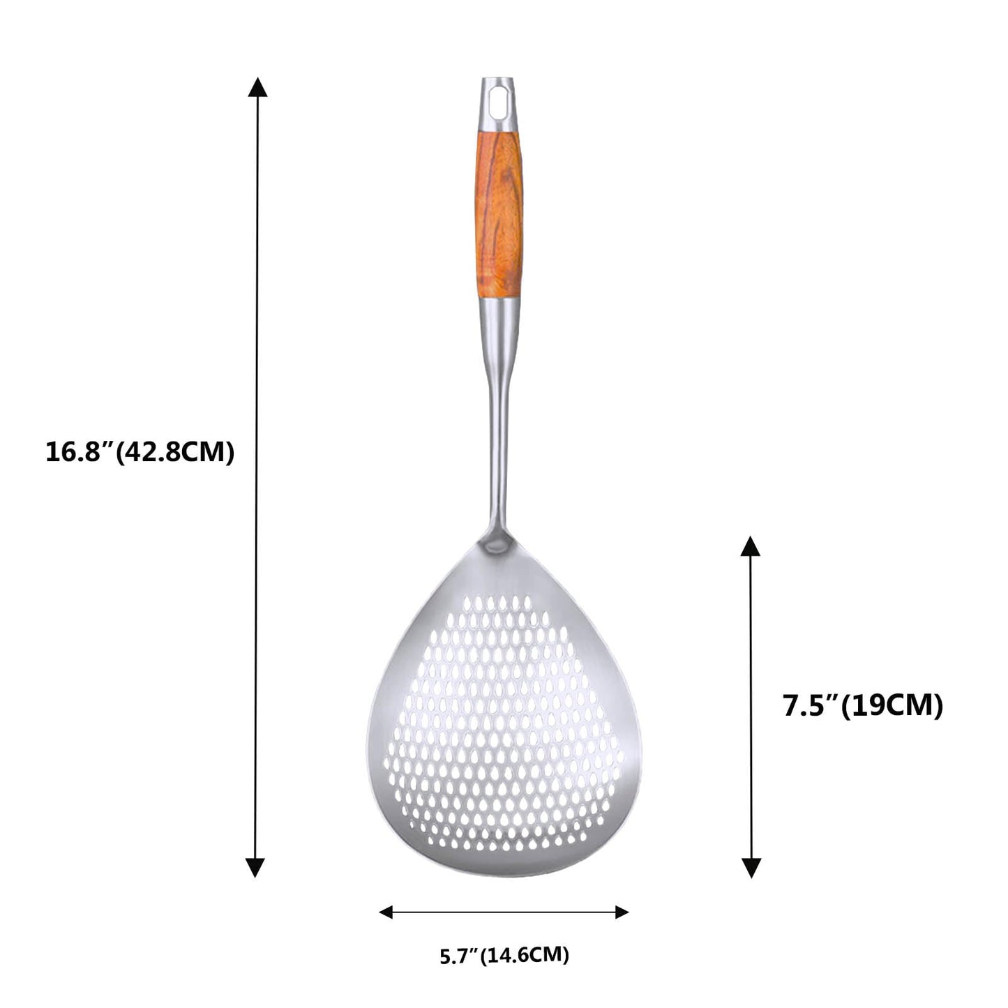KAYCROWN Skimmer Slotted Spoon, 16.8 Inch 304 Stainless Steel Skimmer Ladle Spoon Spider Strainer for Cooking and Frying, Pasta Strainer Frying Spoon for Kitchen