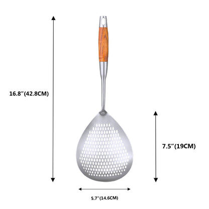 KAYCROWN Skimmer Slotted Spoon, 16.8 Inch 304 Stainless Steel Skimmer Ladle Spoon Spider Strainer for Cooking and Frying, Pasta Strainer Frying Spoon for Kitchen